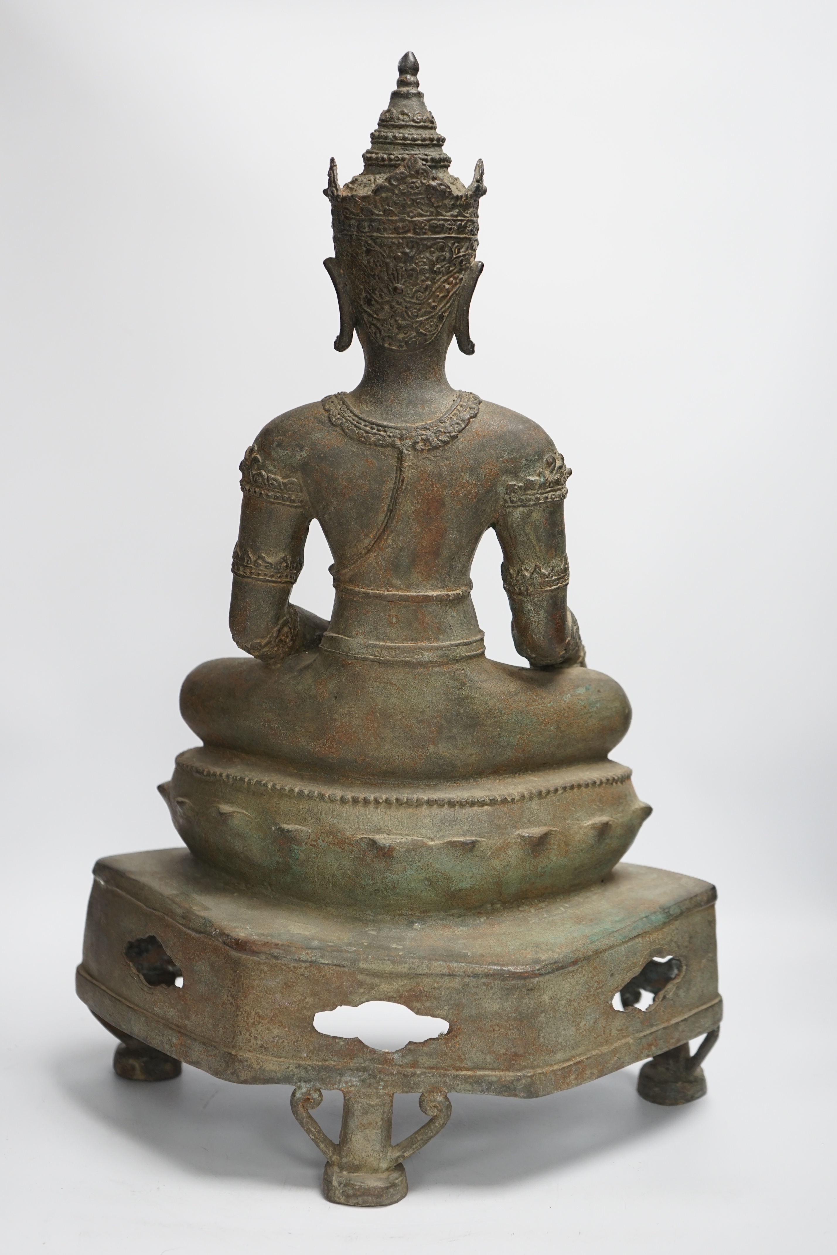 A late 19th/early 20th century Lanna style Thai bronze Buddha, 52cm